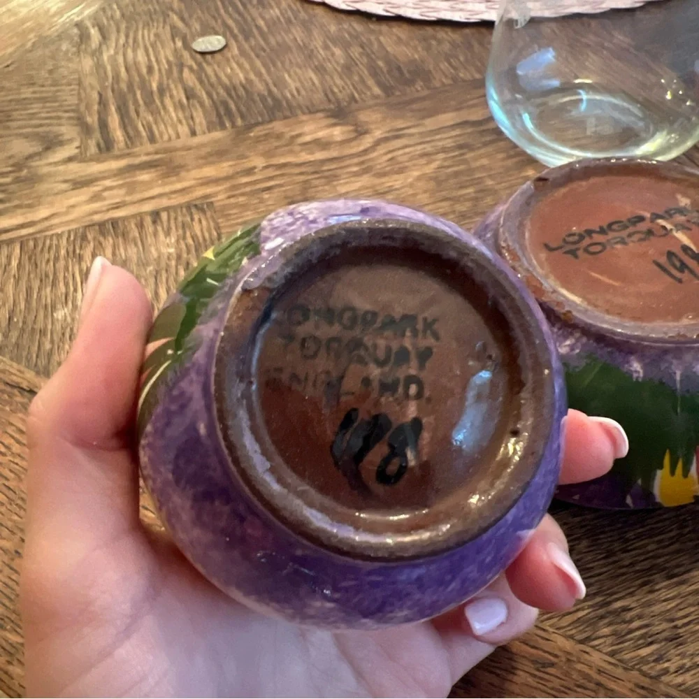Antique Longpark Torquay England Devon Pottery, small bowls RARE